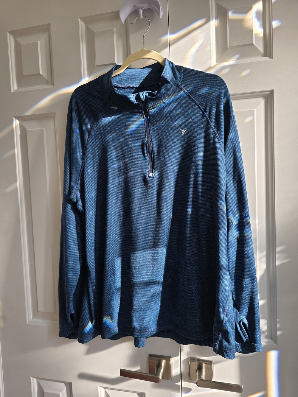 Old Navy Women's Heathered Teal-Blue Quarter Zip Performance Pullover